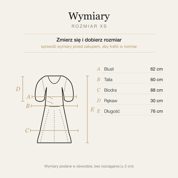 Wymiary produktu | Rozmiar: XS |