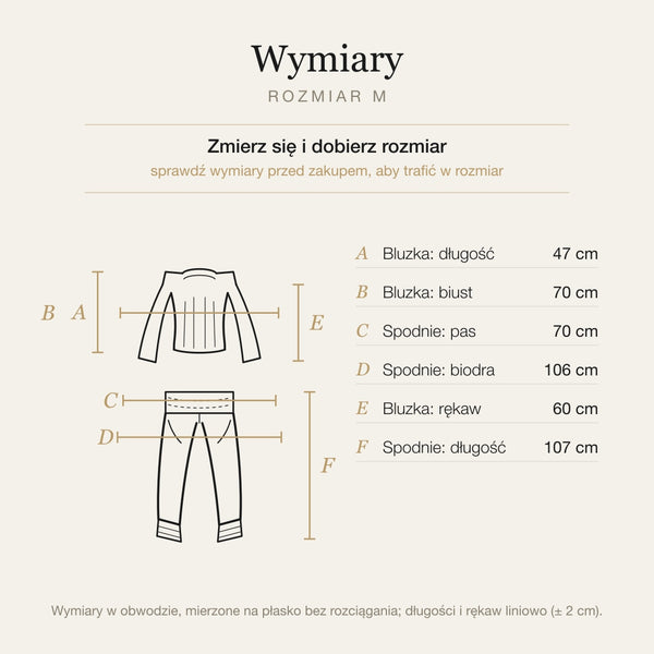 Wymiary produktu | Rozmiar: M |