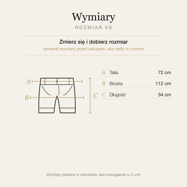 Wymiary produktu | Rozmiar: XS |