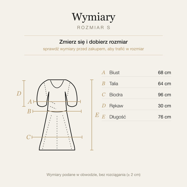Wymiary produktu | Rozmiar: S |