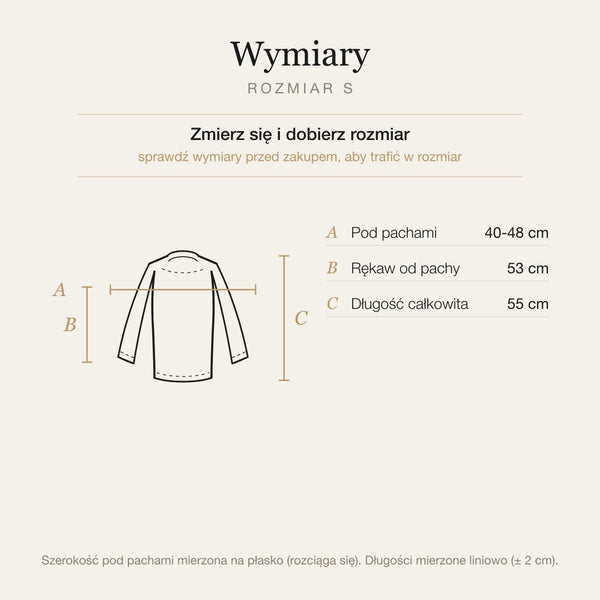 Wymiary produktu | Rozmiar: S |