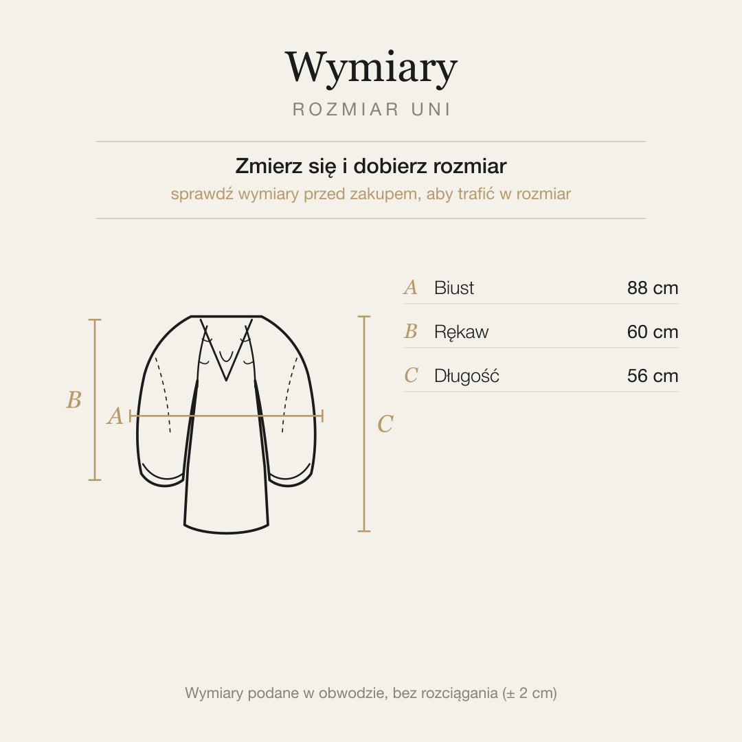 Wymiary produktu | Rozmiar: Uniwersalny (XS-M)