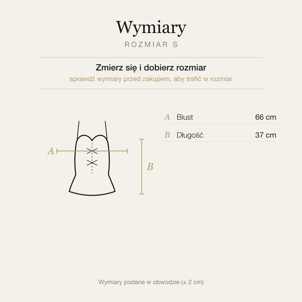 Czarny — wymiary produktu | Rozmiar: S