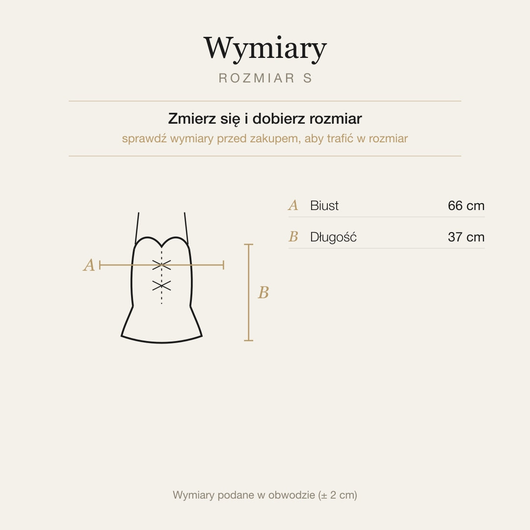 Czarny — wymiary produktu | Rozmiar: S