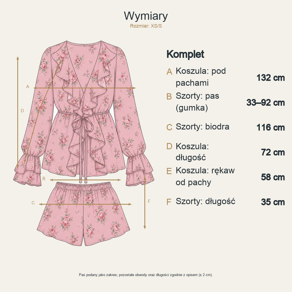 Wymiary produktu | Rozmiar: XS/S