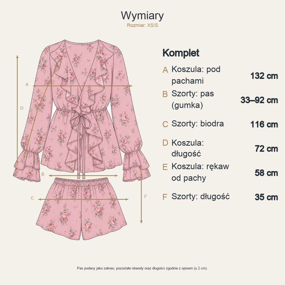 Wymiary produktu | Rozmiar: XS/S
