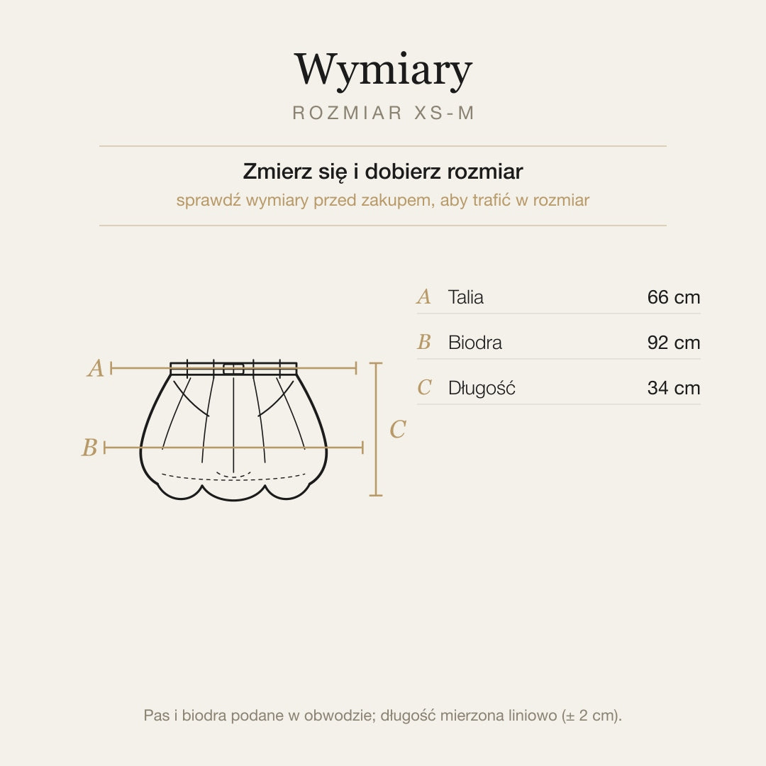 Wymiary produktu | Rozmiar: Uniwersalny (XS-M)