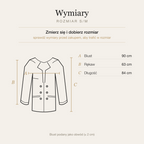 Tabela wymiarów marynarki oversize dwurzędowej, rozmiar S/M