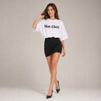 Biały t-shirt oversize Mon Cheri, druga poza