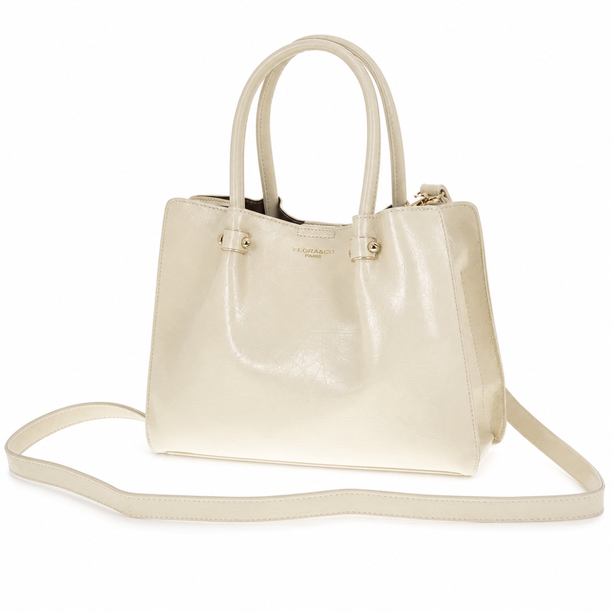 Ecru torebka shopperka z paskiem crossbody, packshot