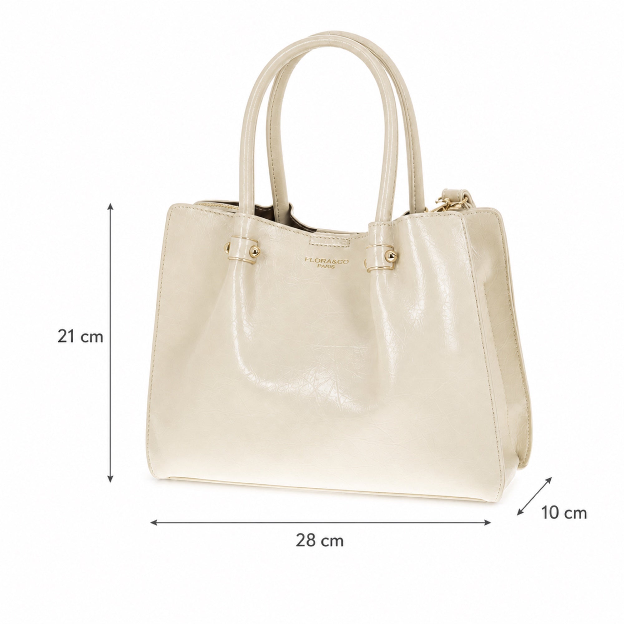 Ecru torebka shopperka z paskiem crossbody, wymiary
