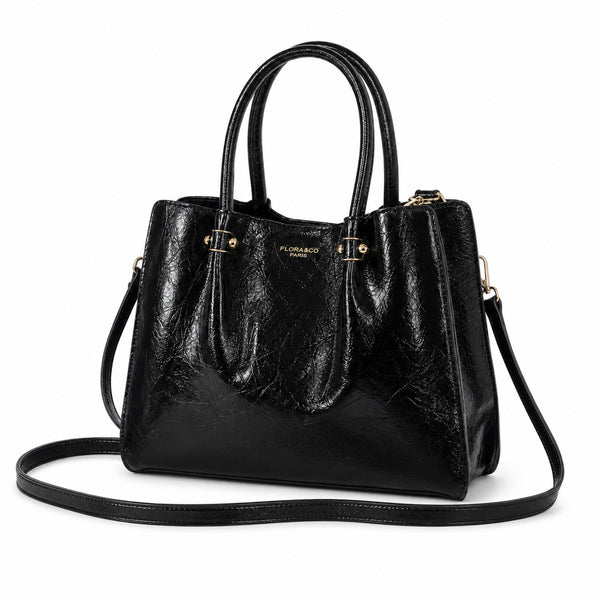 Czarny torebka shopperka z paskiem crossbody, packshot