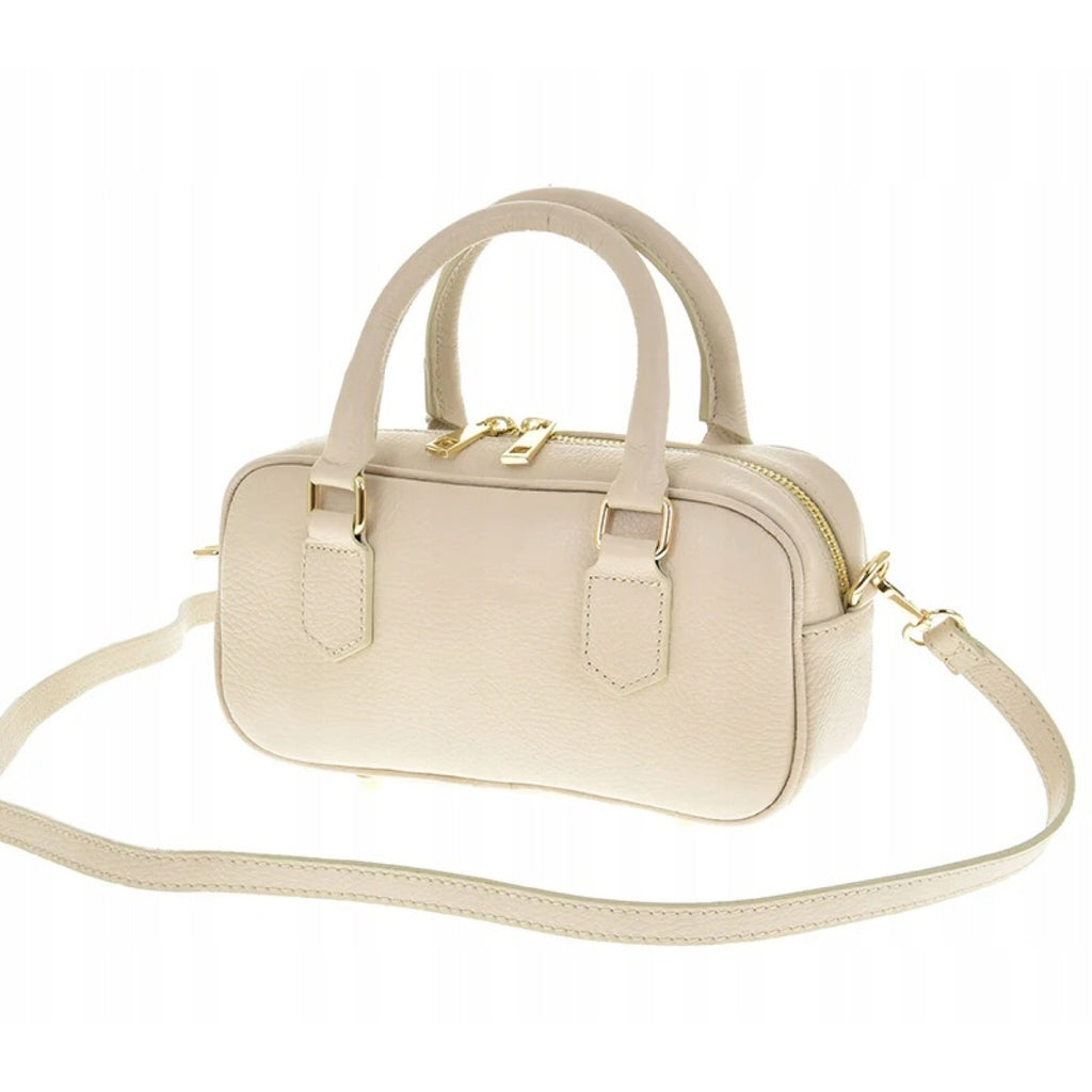 Latte torebka skórzana mini bostonka z paskiem crossbody, zdjęcie producenta