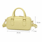 Jasny złoty torebka skórzana mini bostonka z paskiem crossbody, wymiary