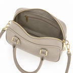 Marmo torebka skórzana mini bostonka z paskiem crossbody, wnetrze i kieszen na zamek