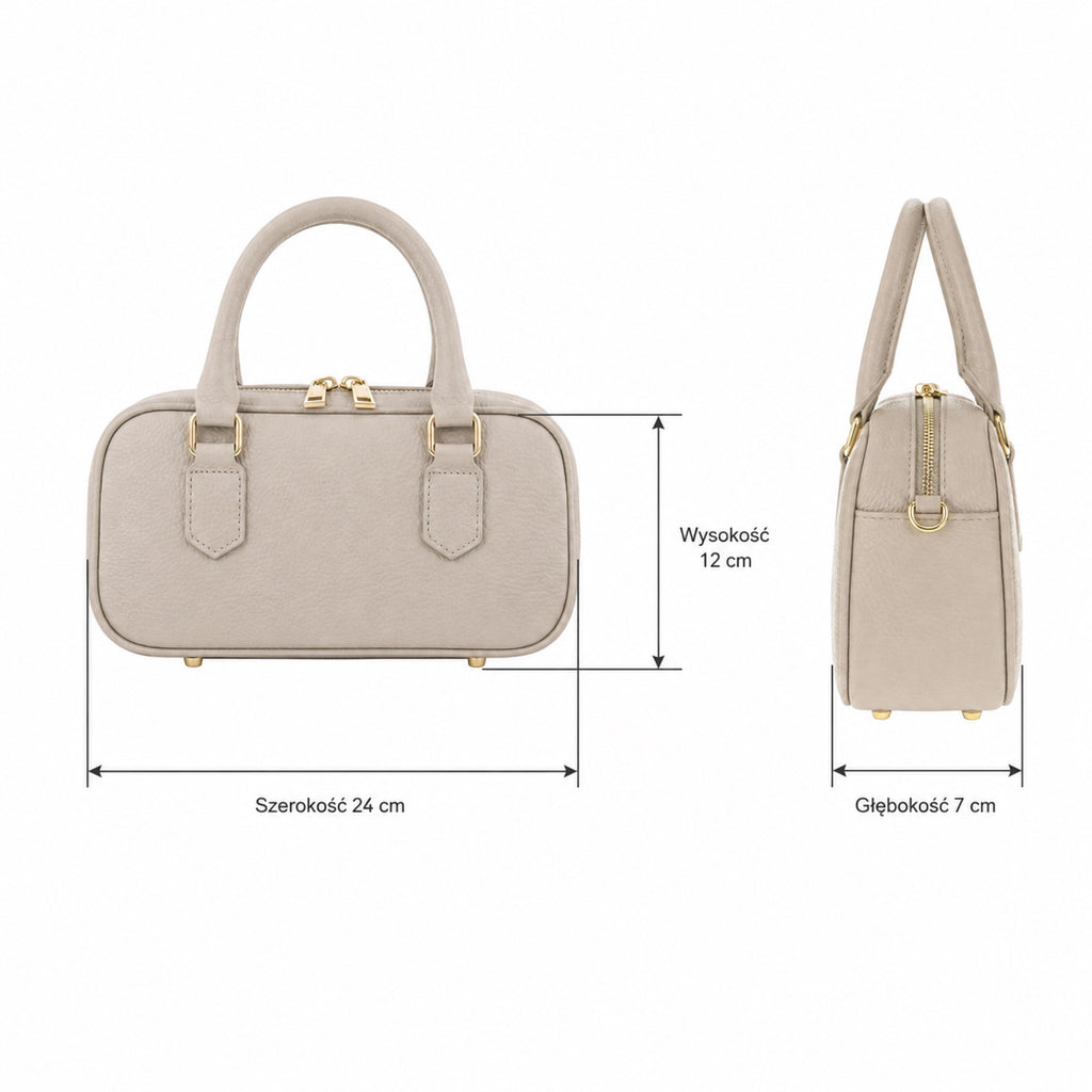 Marmo torebka skórzana mini bostonka z paskiem crossbody, wymiary