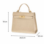 Latte torebka skórzana kuferek z klapką i paskiem crossbody, wymiary