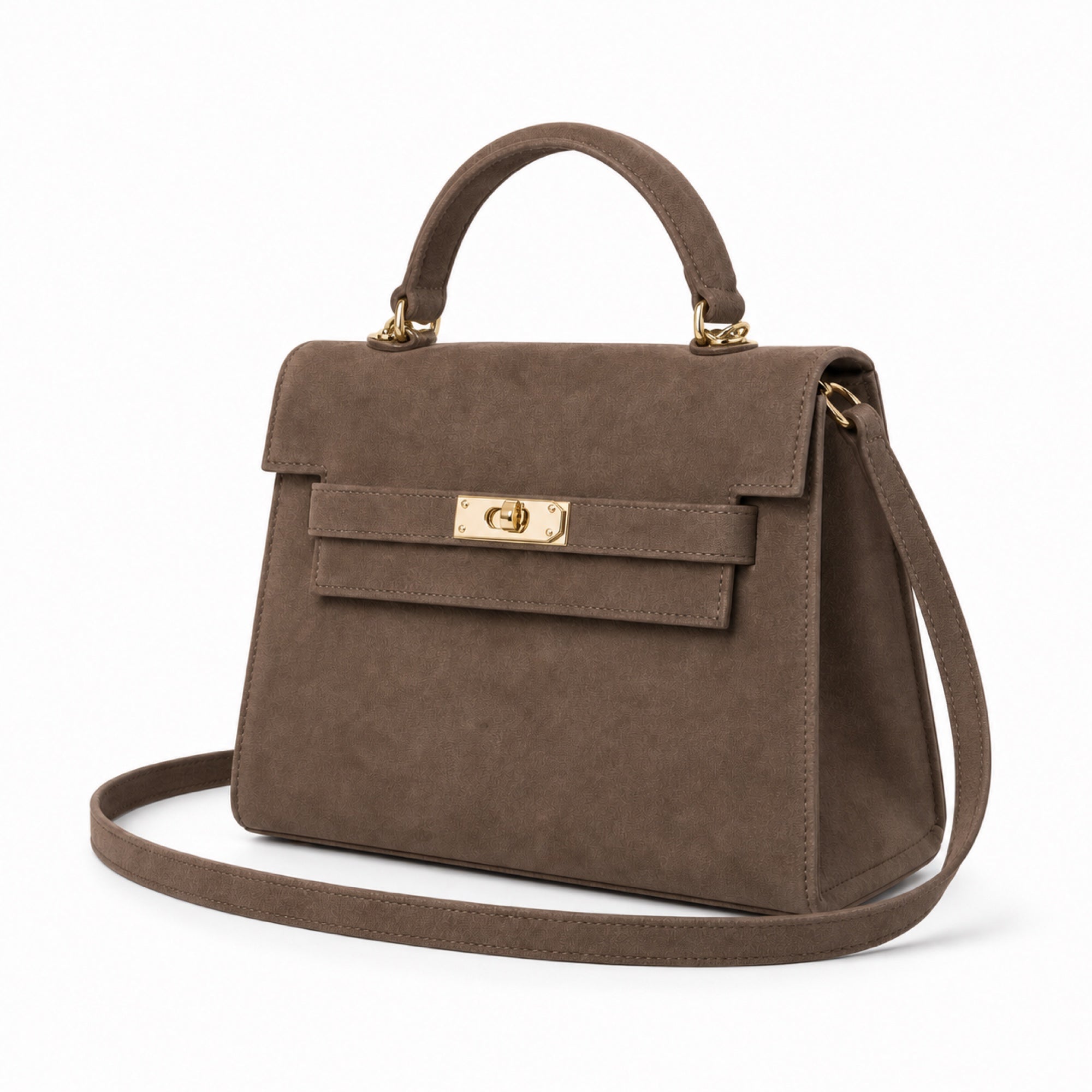 Mocha torebka skórzana kuferek z klapką i paskiem crossbody, skos 3 4