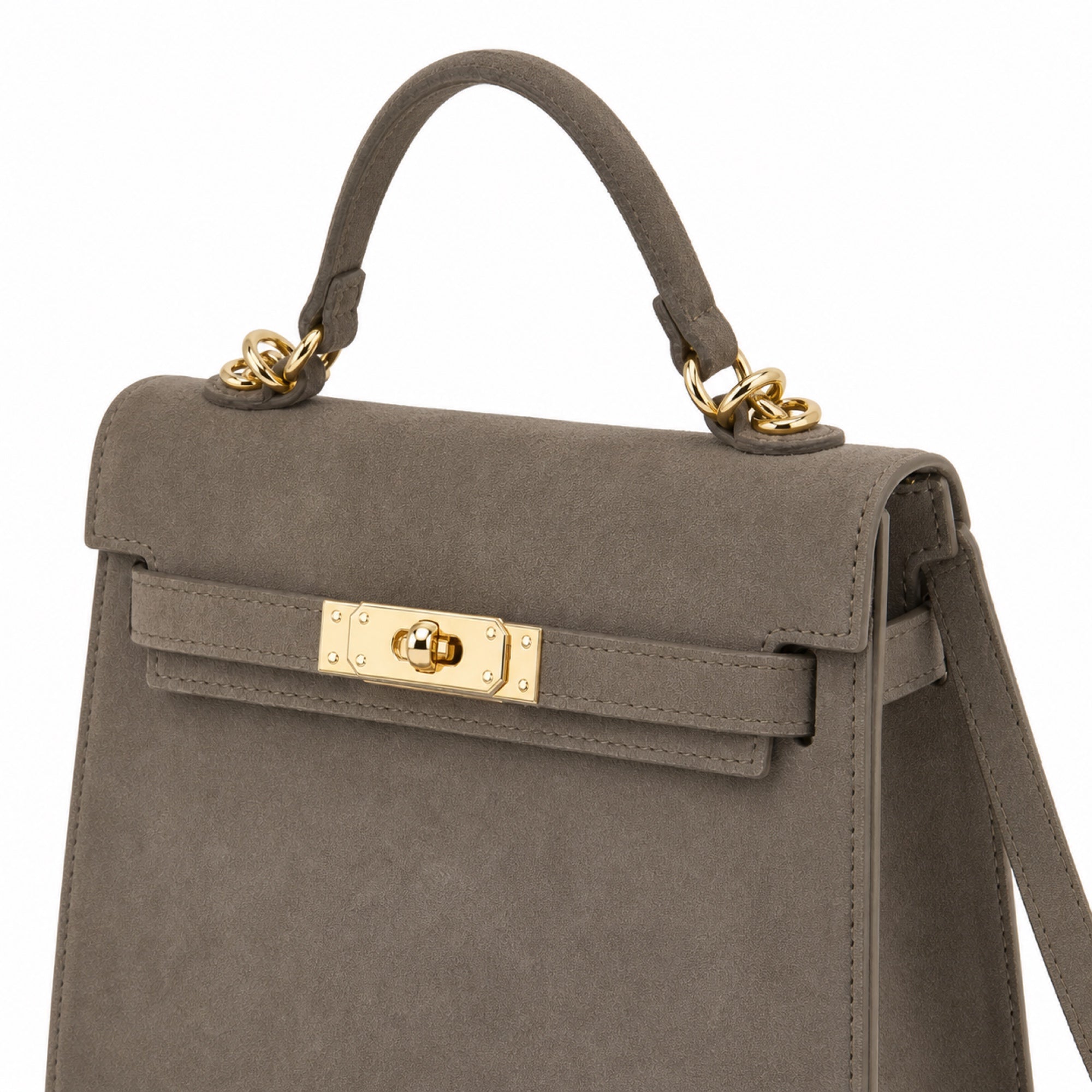 Mocha torebka skórzana kuferek z klapką i paskiem crossbody, uchwyt okucia i pasek