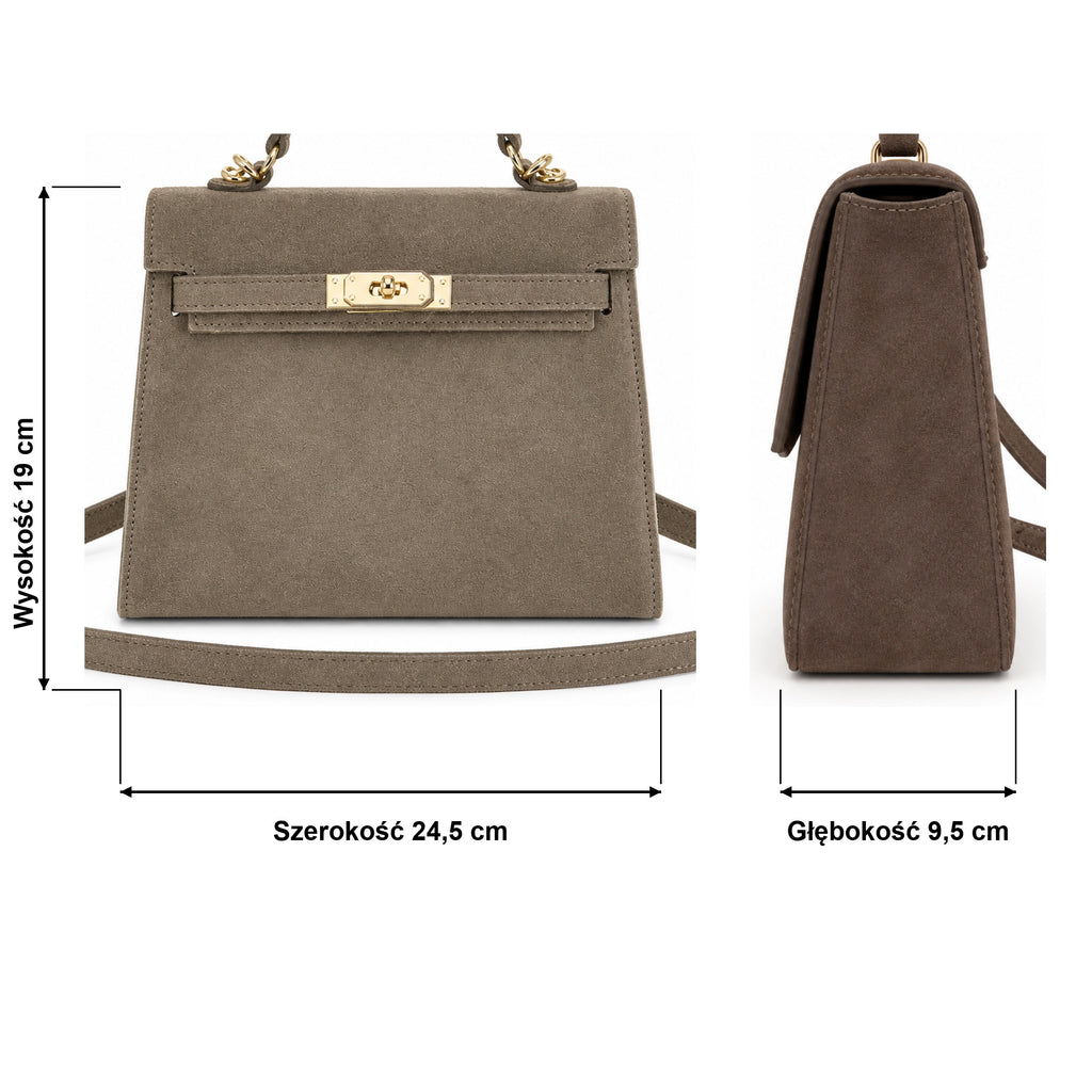 Mocha torebka skórzana kuferek z klapką i paskiem crossbody, wymiary