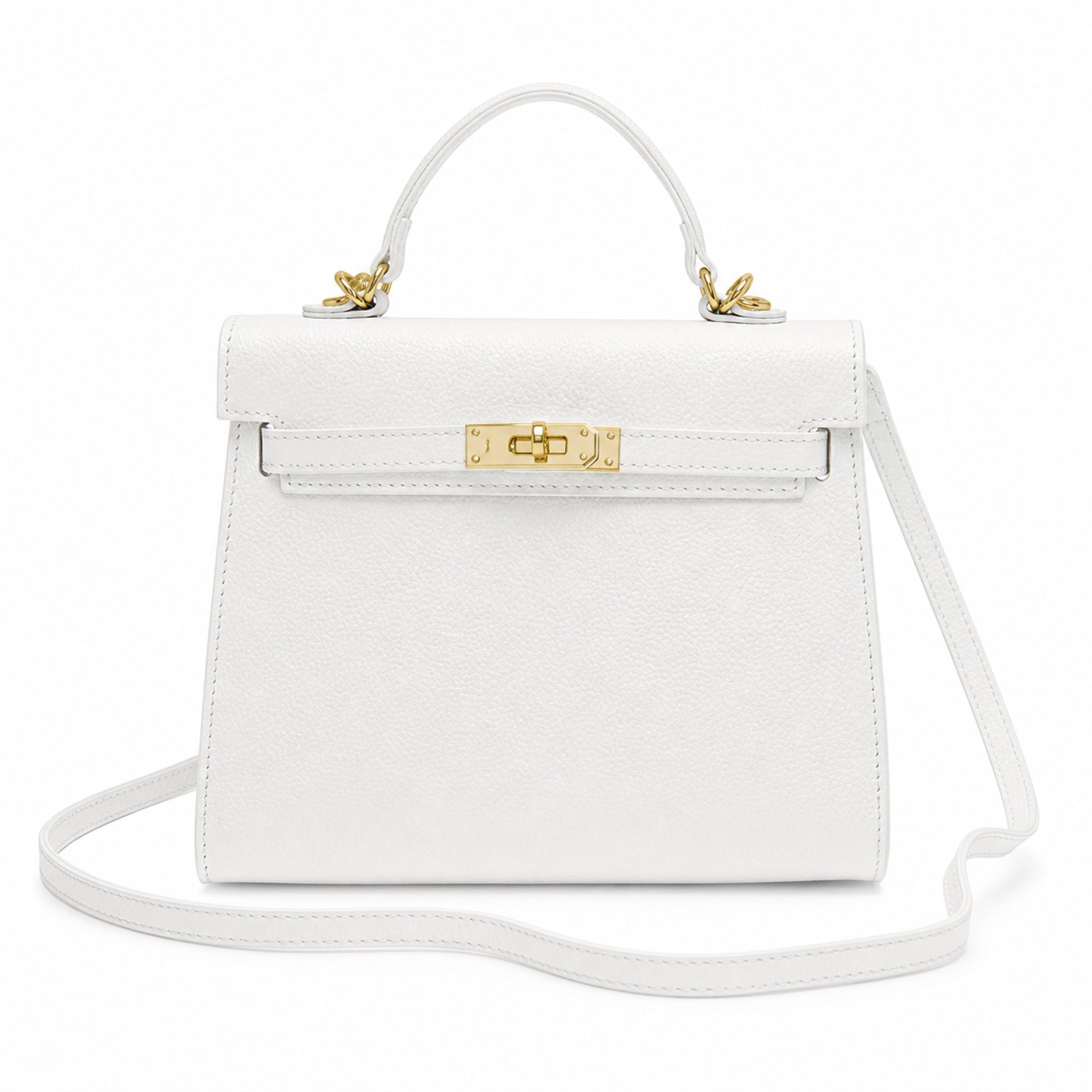 Biały torebka skórzana kuferek z klapką i paskiem crossbody, packshot