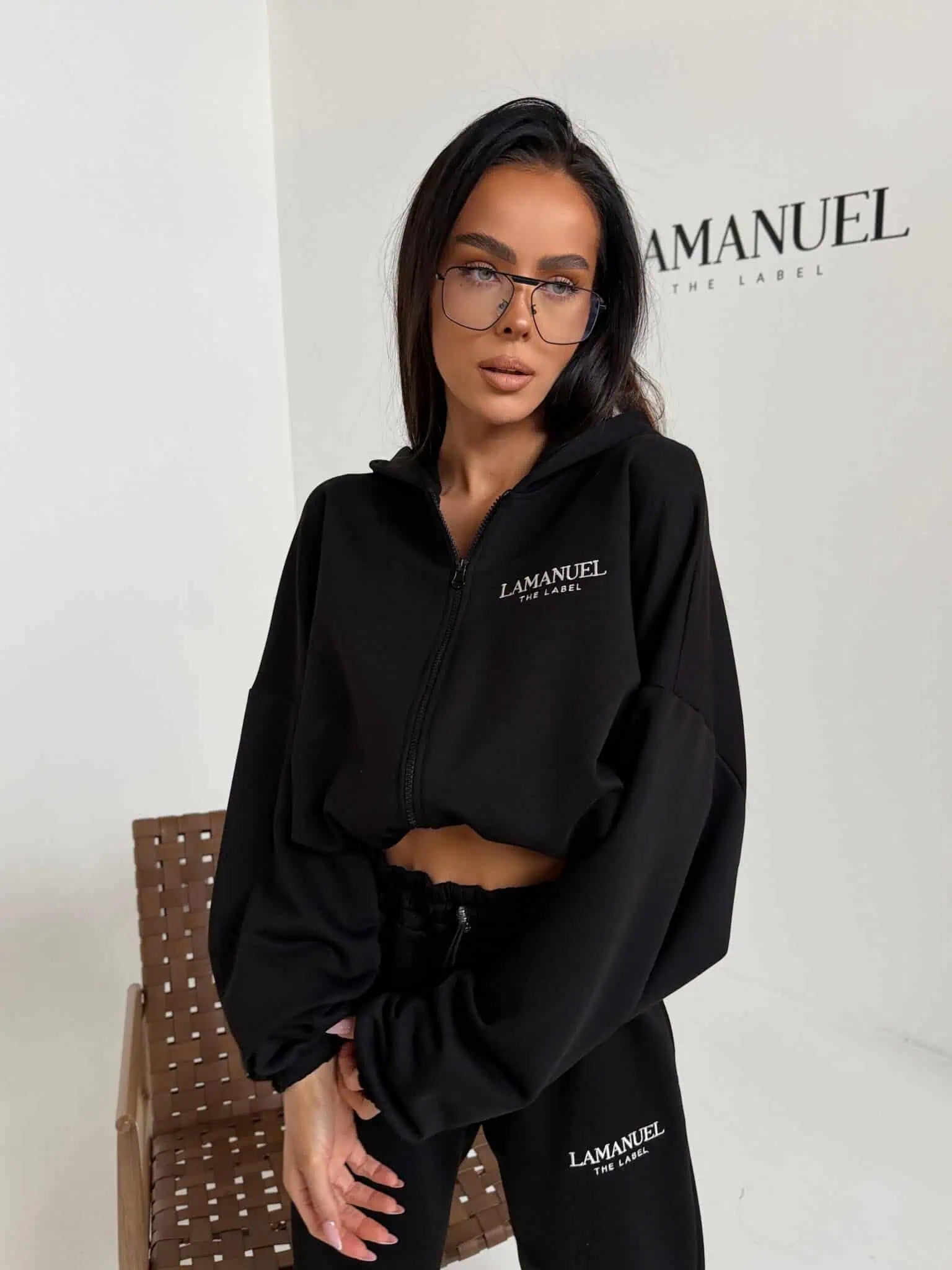 Czarny bluza La Manuel, skos