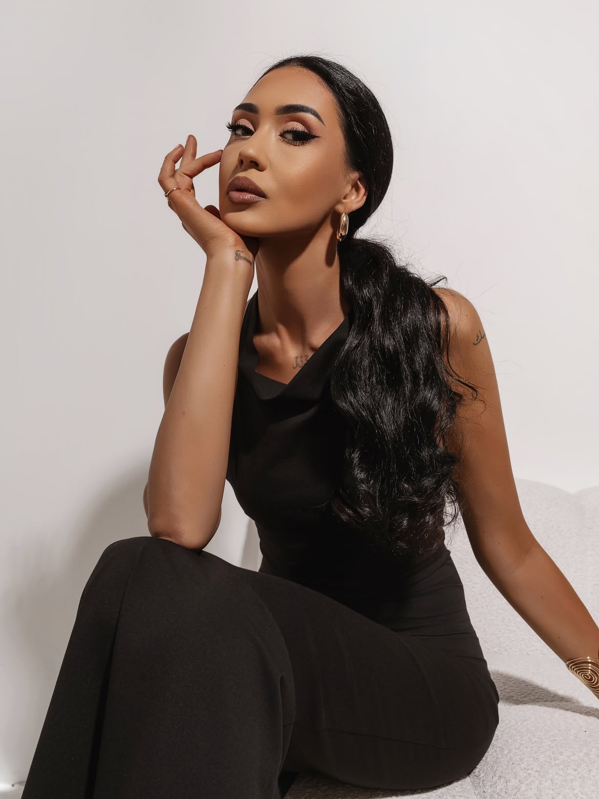 Czarny sukienka maxi halter, ujęcie 3