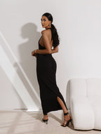 Czarny sukienka maxi halter, ujęcie 6