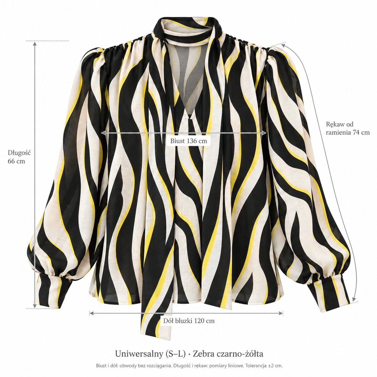 Zebra czarno-żółta — Wymiary produktu | Rozmiar: Uniwersalny (S-L)