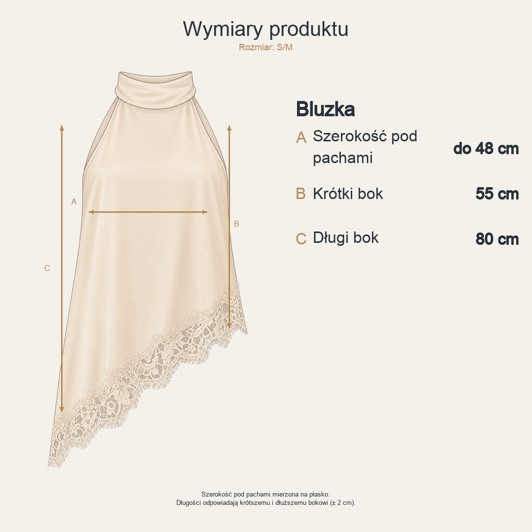 Beżowy — Wymiary produktu | Rozmiar: S/M