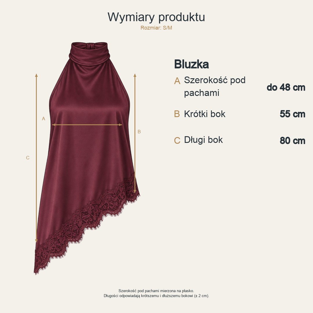 Bordowy — Wymiary produktu | Rozmiar: S/M