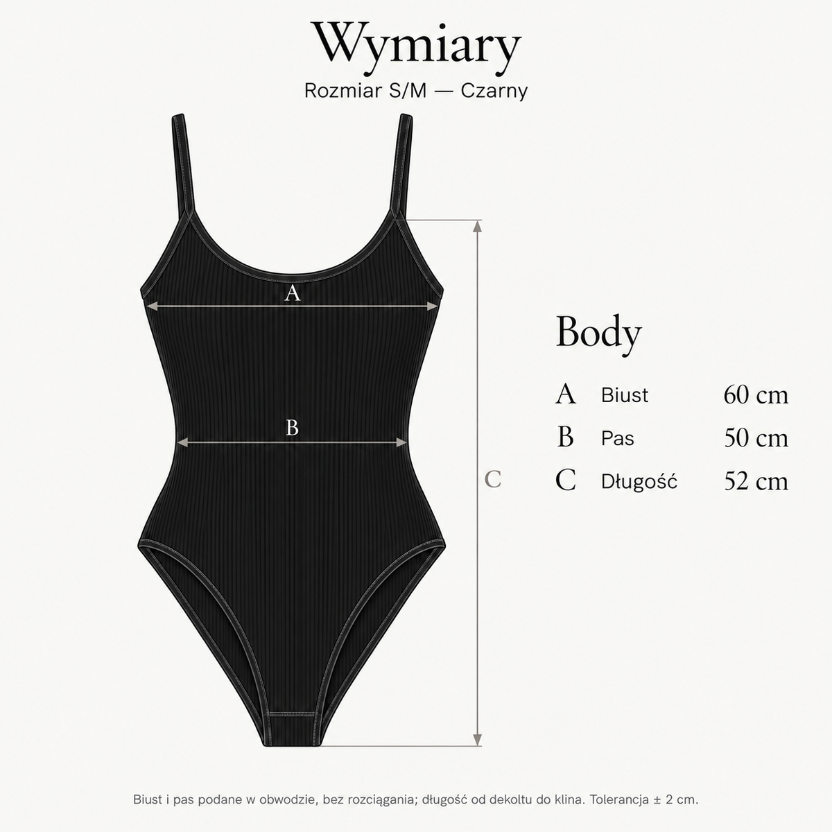 Czarny — Wymiary produktu | Rozmiar: S/M