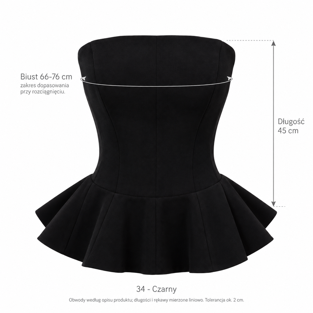 Czarny — Wymiary produktu | Rozmiar: 34