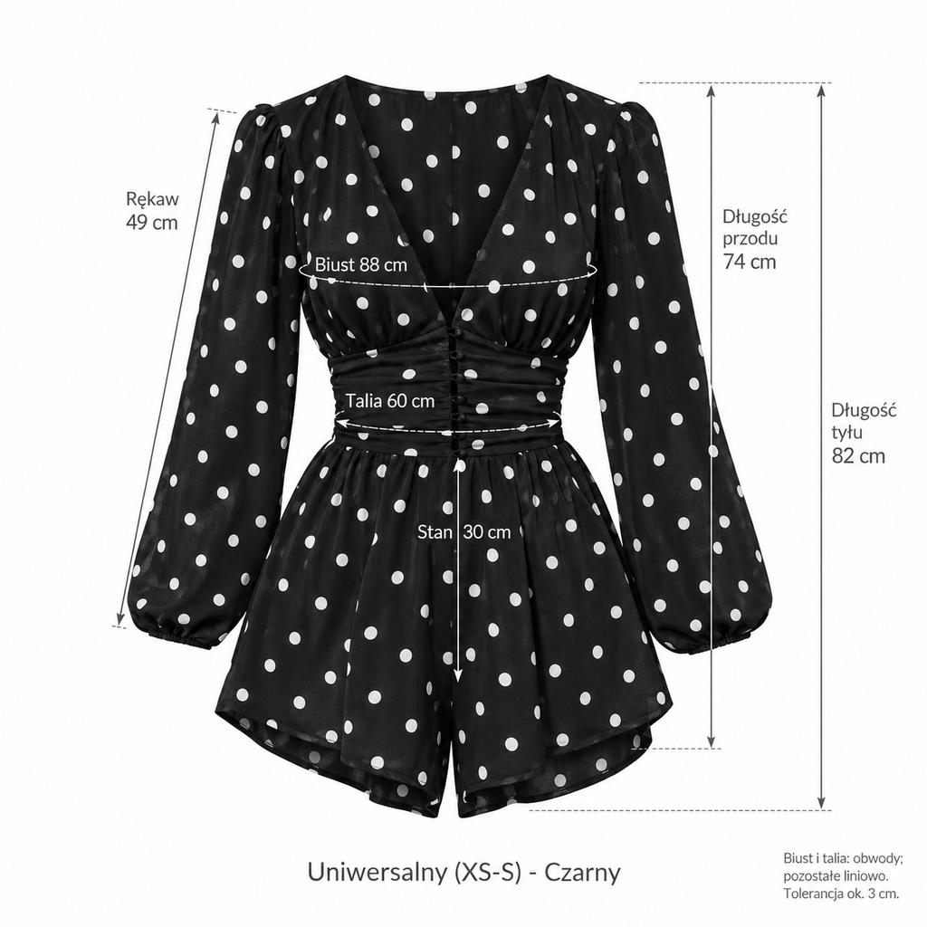 Czarny — Wymiary produktu | Rozmiar: Uniwersalny (XS-S)