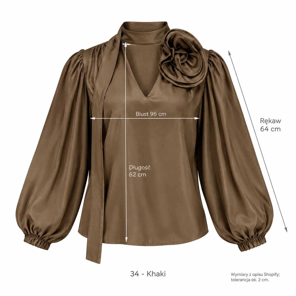 Khaki — Wymiary produktu | Rozmiar: 34