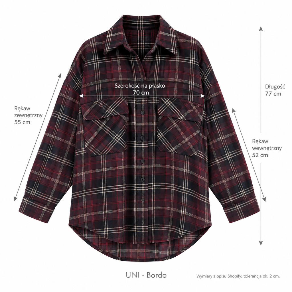 Bordo — Wymiary produktu | Rozmiar: Uniwersalny (S-L)