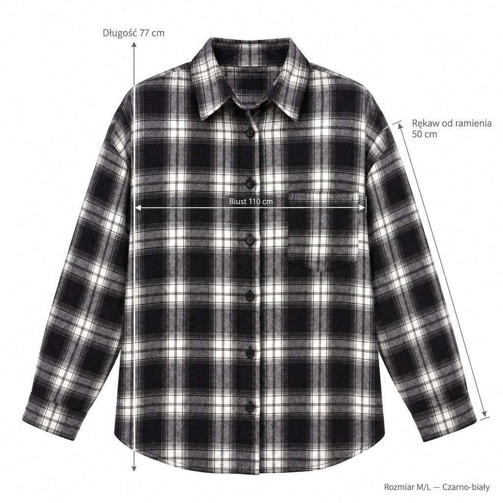 Czarno-biały — Wymiary produktu | Rozmiar: M/L