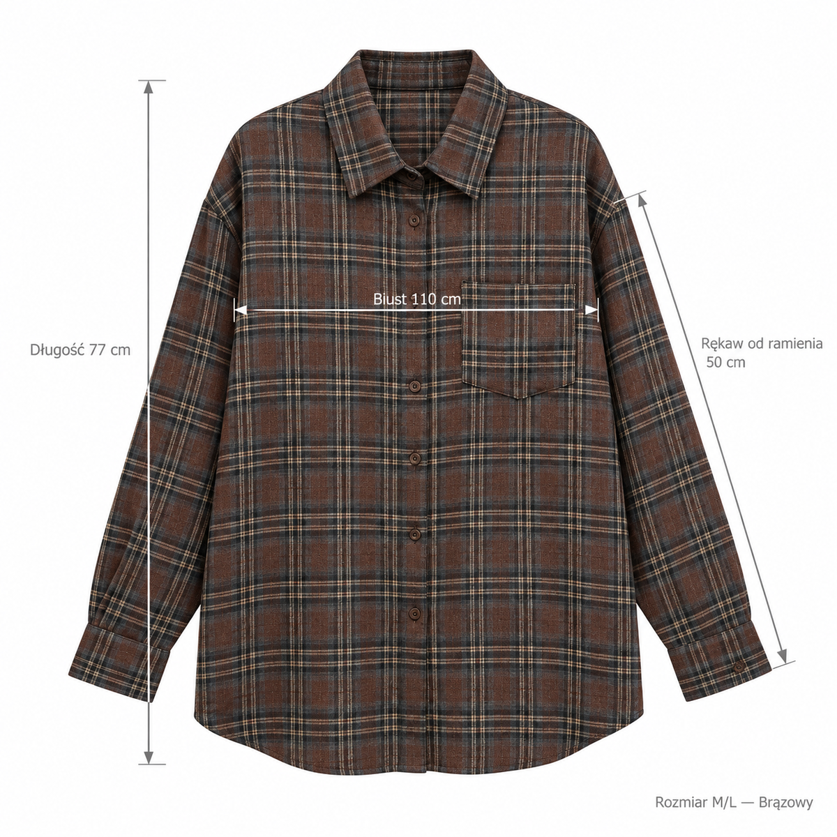 Brązowy — Wymiary produktu | Rozmiar: M/L