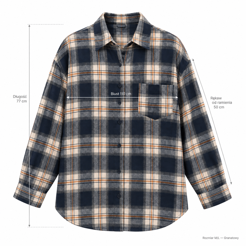 Granatowy — Wymiary produktu | Rozmiar: M/L