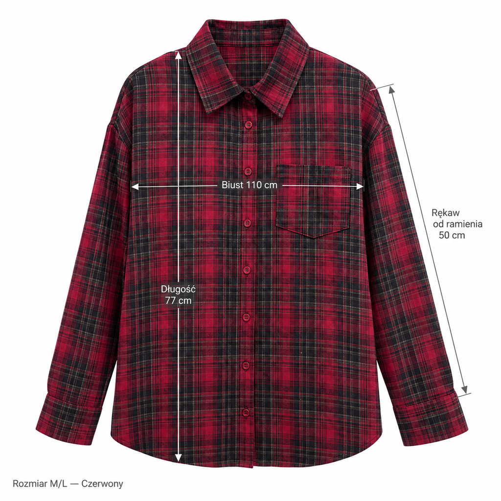 Czerwony — Wymiary produktu | Rozmiar: M/L