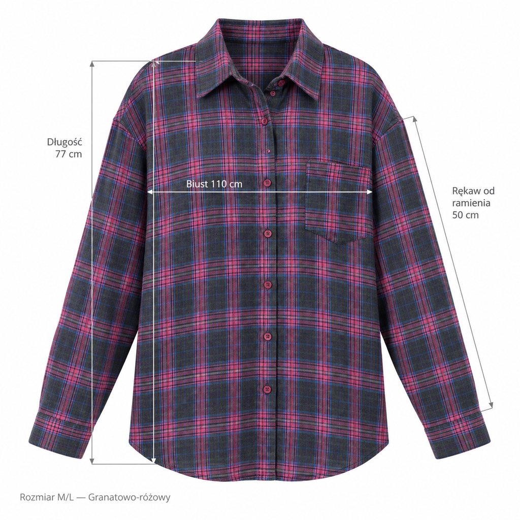 Granatowo-różowy — Wymiary produktu | Rozmiar: M/L