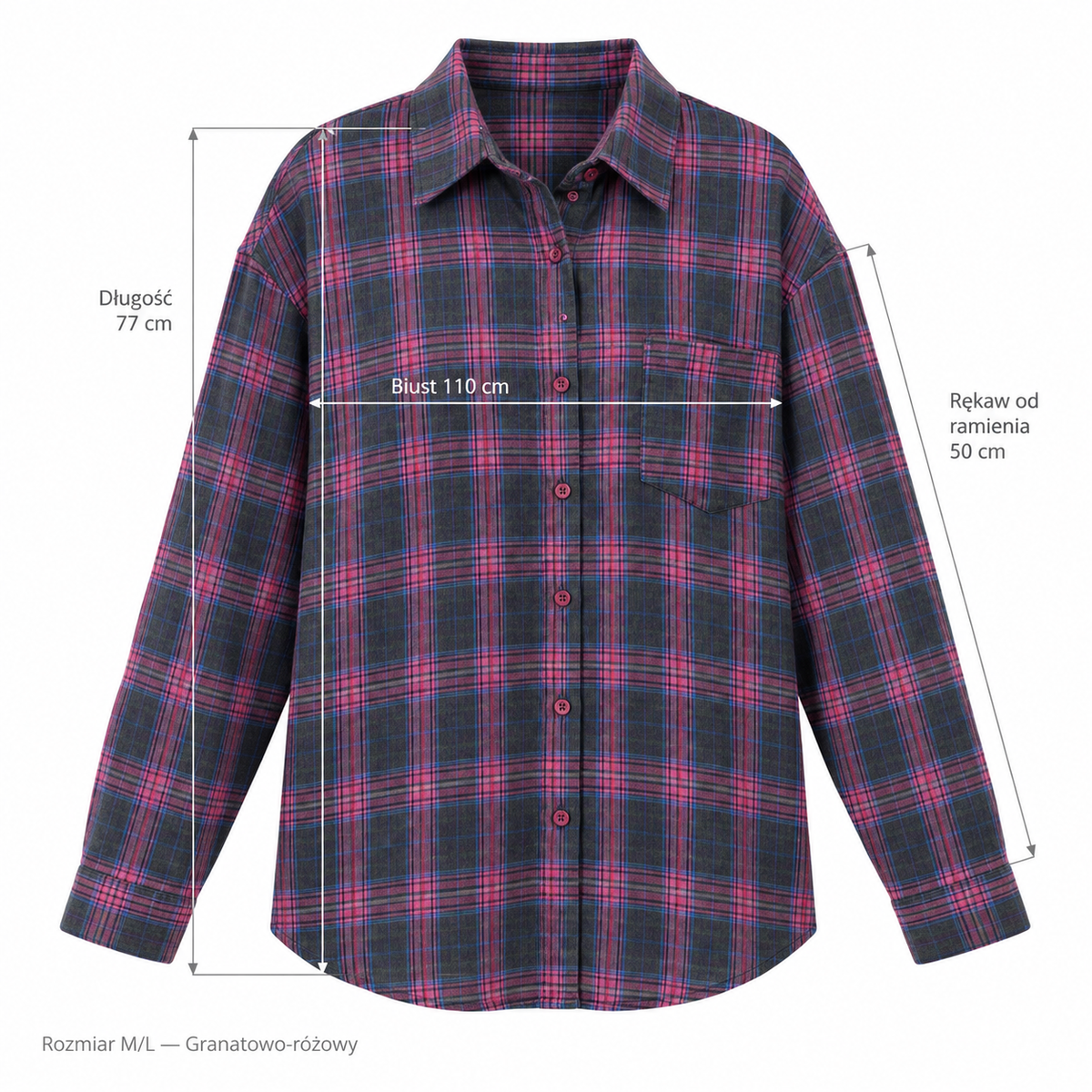 Granatowo-różowy — Wymiary produktu | Rozmiar: M/L