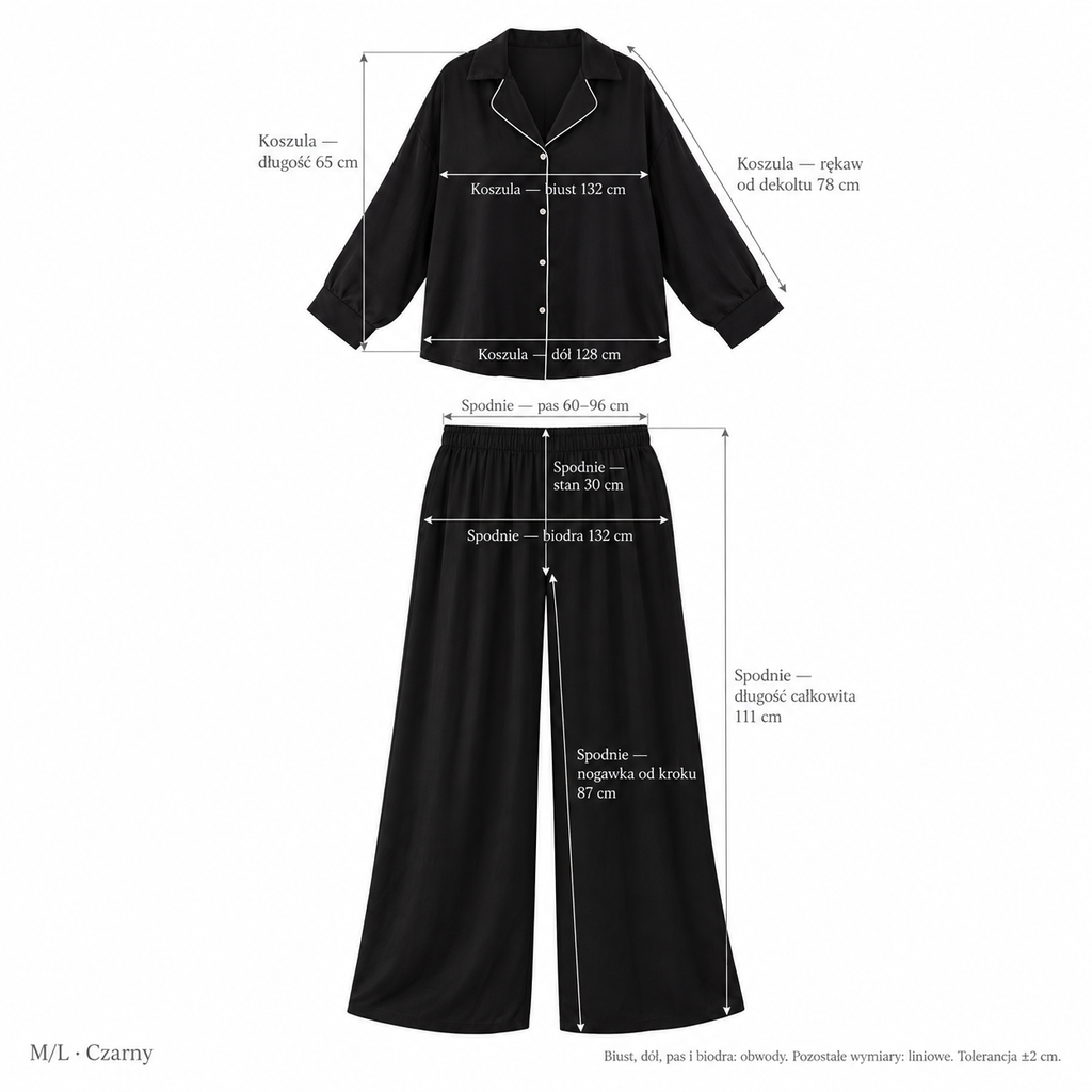 Czarny — Wymiary produktu | Rozmiar: M/L