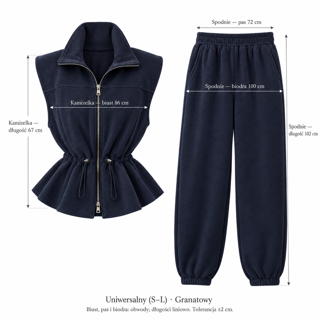 Granatowy — Wymiary produktu | Rozmiar: Uniwersalny (S-L)