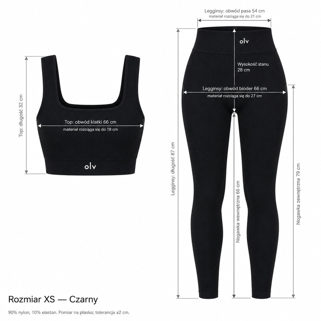 Czarny — Wymiary produktu | Rozmiar: XS