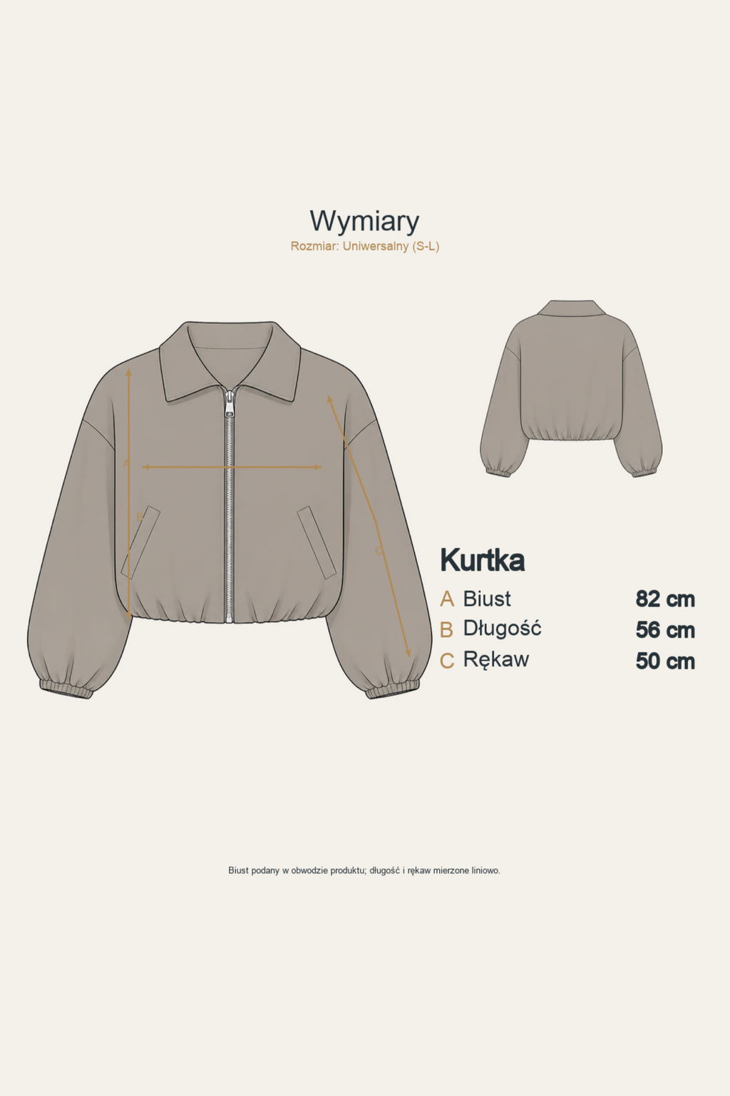 Taupe — Wymiary produktu | Rozmiar: Uniwersalny (S-L)