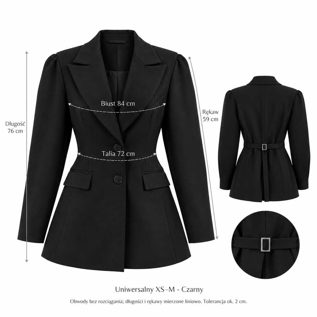 Czarny — Wymiary produktu | Rozmiar: Uniwersalny (XS-M)
