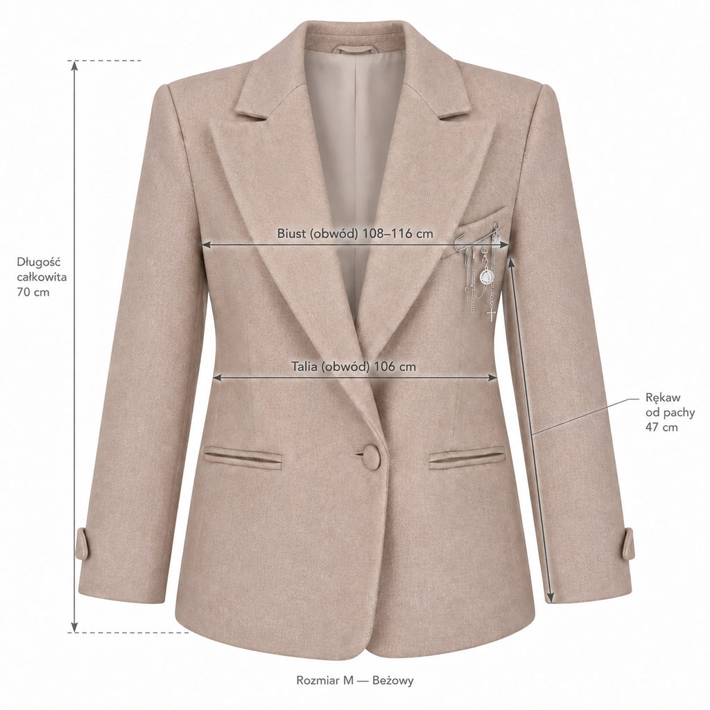 Beżowy — Wymiary produktu | Rozmiar: M