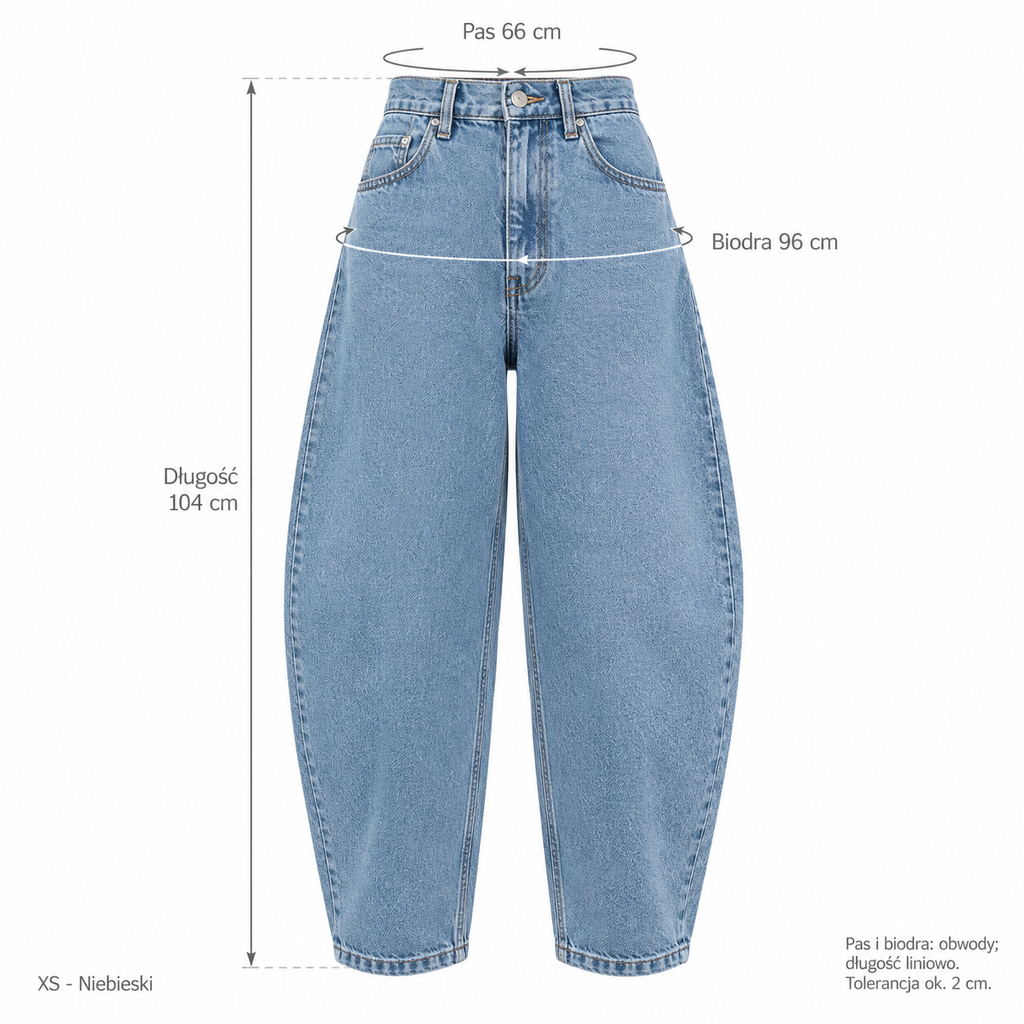 Niebieski — Wymiary produktu | Rozmiar: XS