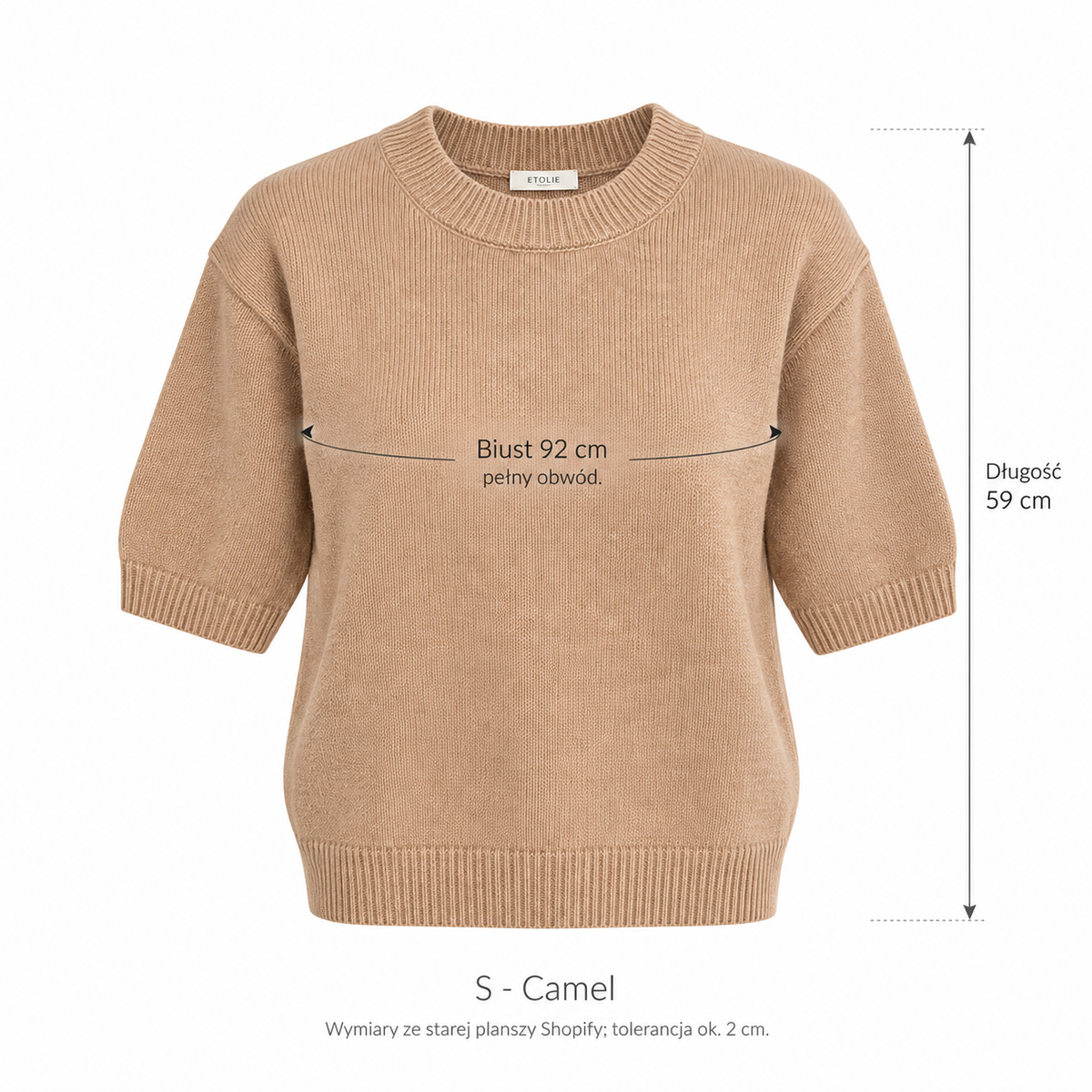 Camel — Wymiary produktu | Rozmiar: S